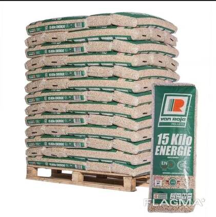 Wood pellets in 15kg bags, on pallets 1000pallets available
